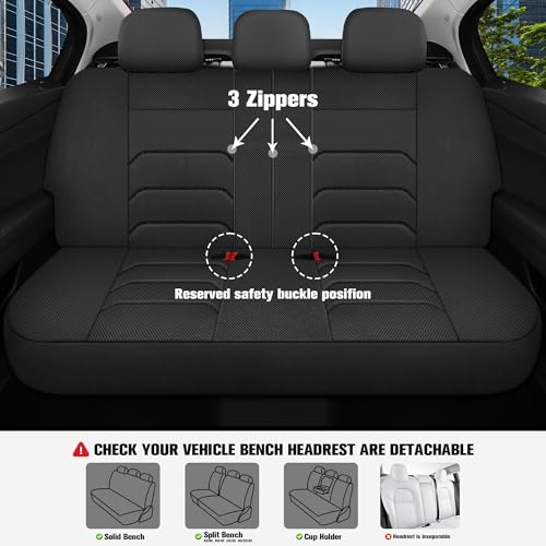 CAROMOP 3D Air Mesh Car Seat Covers Full Set,Breathable and Durable Seat Covers for Cars,Split Bench Compatible,Universal Fit for SUV,Vans,sedans, Trucks, Automotive Interior Covers(5-Seat Black)