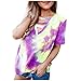 Produktbild Pitashe Kurzarm T-Shirt, Sexy Oberteil Damen Sommer T Shirt Damen Farbblock Blusen Oberteile Farbverlauf Colorblock Bluse Cross Front