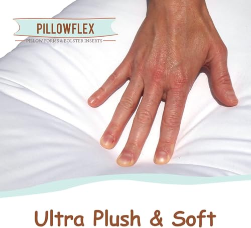 Image of Pillowflex Synthetic Down Pillow Insert 12x32 in - Karate Chop Pillow | Large Rectangle Sham Form, Plush Polyester Cotton Blend, Cloud-Like Comfort, Clump-Resistant Fill, Smooth Elegant Finish