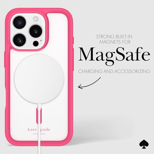 Image of kate spade new york iPhone 16 Pro Case - Pom Pom Pink | Compatible with MagSafe - Lightweight Designer Case for iPhone 16 Pro with Anti-Scratch Coating and Pom Pom Pink Design