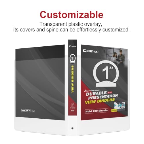 Image of COMIX Sturdy 3 Ring Binder 1 Inch with Clear View Cover