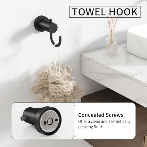 STWWO 4-Pieces Bathroom Hardware Set Black, Stainless Steel 16 Inch Towel Bar Set, Towel R - image 5