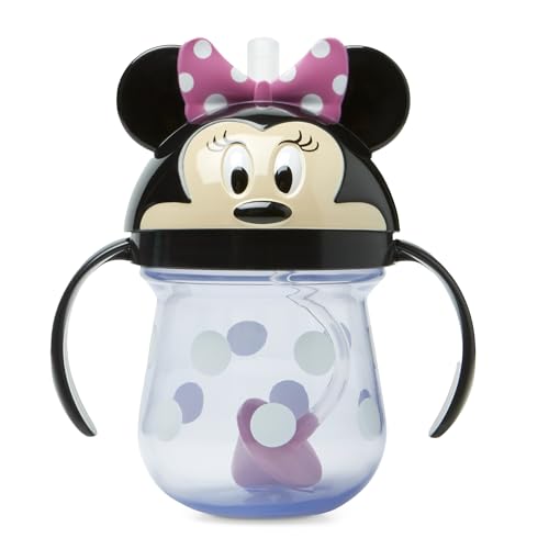 The First Years Disney Minnie Mouse Weighted Straw Cup - Spill Proof Toddler Cups with Flip Top Cover and Silicone Straw - Dishwasher Safe - 7 Oz - 6...