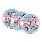 3個セット A World Without Trans People Have Never Existedステッカー おもしろい LGBTQ ステッカー プライド プラウド トランスライツ 防水 2インチ ダイカット ビニール 水筒 ノートパソコン 携帯電話用 友人 Mon 同僚