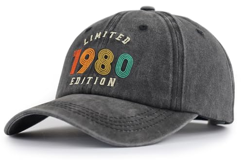 Image of 45th Birthday Decorations for Women Men, 45th Birthday Gifts for Dad Mom, Limited 1980 Edition Baseball Cap, 45 Year Old Birthday Party Supplies Hat Black