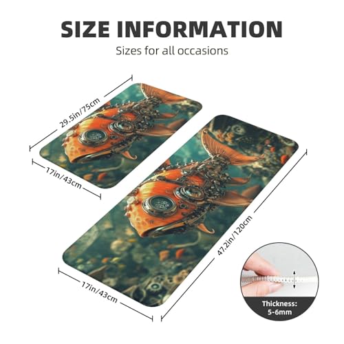 Tapetes de cocina acolchados y cómodos con diseño de peces del mar profundo 4