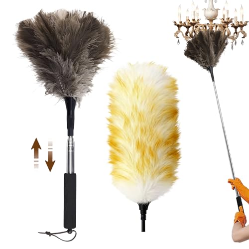Extendable Ostrich Feather Duster with Wool Head (18-48 in)