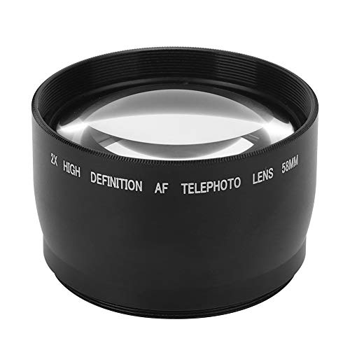 Bindpo Camera Lens, 58MM 2X Camera Magnification Lens Aluminum Alloy Optical Glass Camera Additional Lens for All 58MM Diameter Camera Lenses