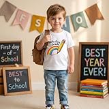 HoieMoieKa First Day of School Shirt Kids – Happy First Day of Kindergarten 1st Grade Tee Boys Girls Toddler 3T-7T Rainbow