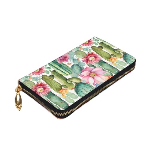 (Succulent Rose) Faux Leather Wallet Long Clutch Zipper Purse Card Holder Travel Coins Cash Organizer Phone Pocket 7.48 x 4.13 x 0.9 inches3