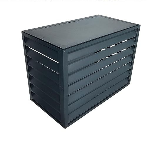 OSmari Raam Airconditioner Hek Scherm Condensoreenheid Beschermhoes, Aluminium Outdoor Privacy Ac Covers Vrijstaande Louvered Space Divider,Grey a,100x50x70cm