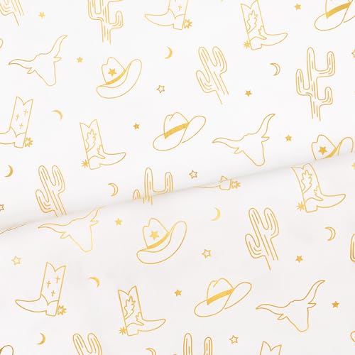 Hi Sasara 30 Sheets Gold Western Tissue Paper Bulk,20 x 28 inch,Gold Western Cow Boy Hat Boots Tissue Paper for Gift Bags,Birthday Party