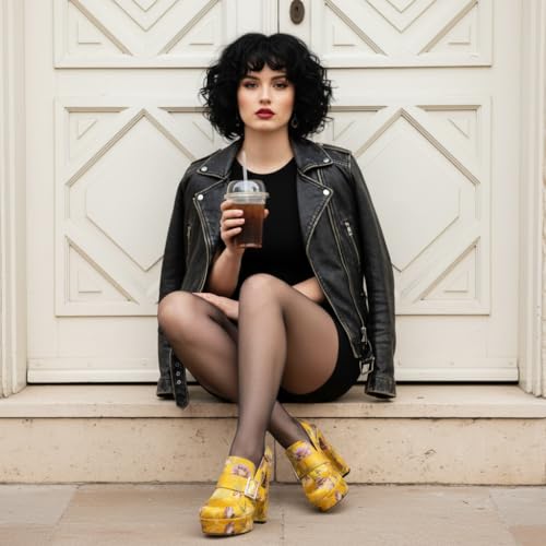 Image of Women's High Heel Loafers Platform Pumps Round Toe Heels Chunky Heel Pumps Stylish Comfortable 4.8 Inch Slingback Heels
