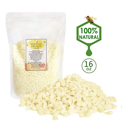 XYUT White Beeswax Pellets 16 oz 100% Pure and Natural Triple Filtered for Skin, Face, Body and Hair Care DIY Creams, Lotions, Lip Balm and Soap Making Supplies.