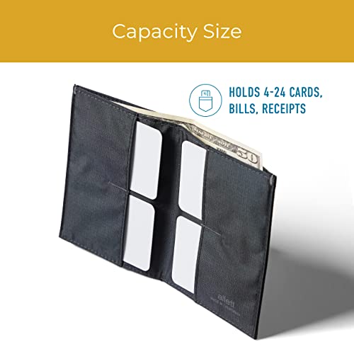 Image of Allett Original Wallet, Jet Black | Nylon, RFID Blocking, Thin Bifold, Minimalistic, Front Pocket | Holds 4-24+ Cards, Bills, Receipts | Wallets for Men & Women