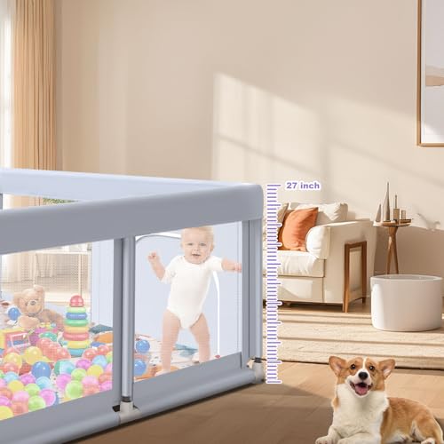 Image of Baby Playpen with Mat 74x50 in PlayPen for Babies and Toddlers, Large Play Yards for Indoor & Outdoor with Zipper Gates, Breathable Mesh