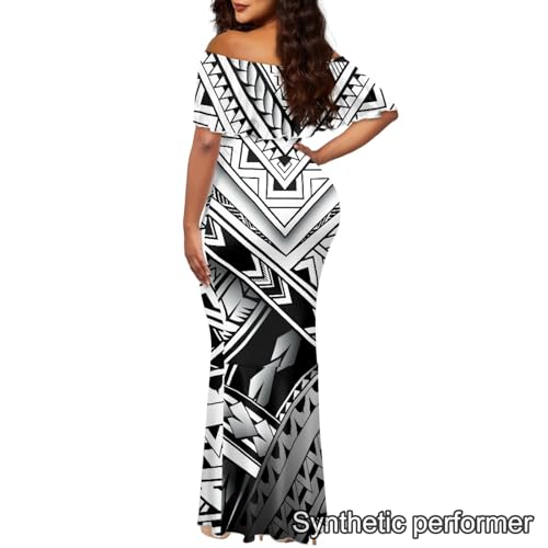 Image of Polynesian Dresses for Women Off Shoulder Maxi Dress Puletasi Samoan Dresses S-7XL