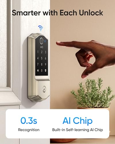 Image of eufy Security Smart Lock C220, Fingerprint Keyless Entry Door Lock, Built-in Wi-Fi, App Remote Control, Front Door Smart Lock Deadbolt, 8Months Battery, Reliable Power, IP53, Black, Traditional