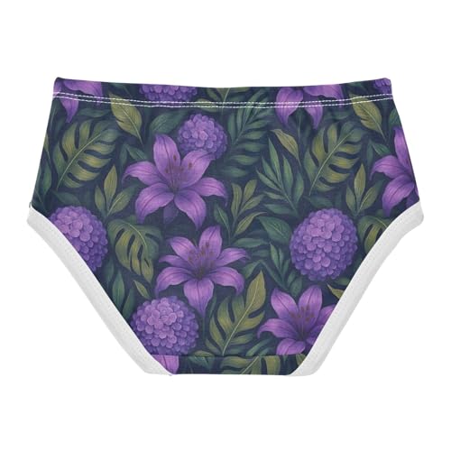 Joisal Purple Flowers Green Leaves Toddler Underwear Floral 2t Cotton Little Girl Panties Colorful Undies Kids Briefs2