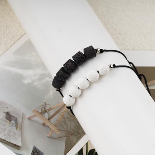 First Day of School Gift for Mama and Mini,Mommy and Me,Back to School Bracelets Lava Rock Natural Stone Beads Strand Bracelet for Teacher,Anniversary Birthday Christmas Gifts4