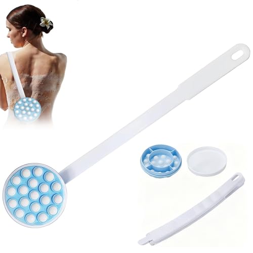 2-in-1 Eincremehilfe für Rücken Rückenbürste Dusche Rückenbürste mit Langem Stiel Duschbürste Rücken Eückeneincremer Badebürste Badebürsten Rückeneincremhilfe für Erwachsene und Kinder