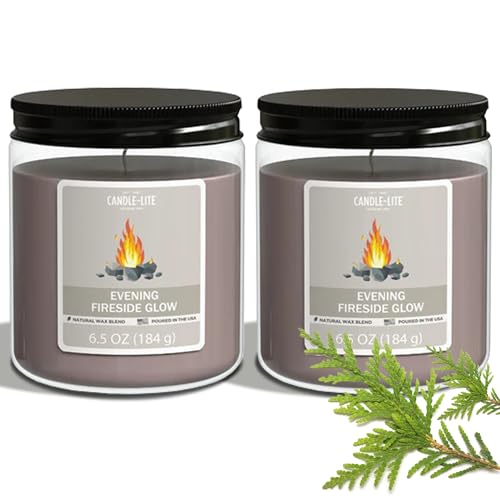 Candle-Lite 2 Pack Scented Candles, Evening Fireside Glow, 6.5 oz Jar, Proudly Poured...