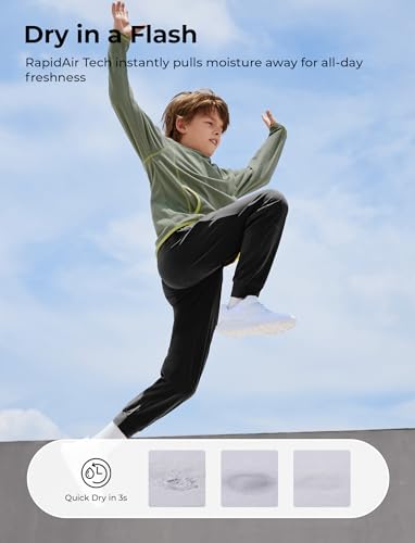 PATPAT RapidAir Boys Quick-Dry Pants with Pockets & Drawstring, Athletic Joggers for Running Sports Outdoor School Uniform3