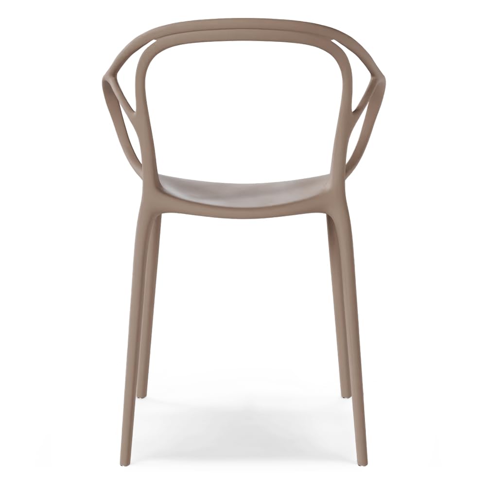 REDÒKASA Set 4 sedie in polipropilene CHIARA, impilabile, design moderno, ideale per sala da pranzo, soggiorno, cucina, sala d’attesa, bar, ristoranti (4, Tortora)