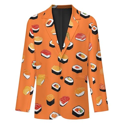 Japanese Sushi Mens Blazer Casual Two Button Lapel Suits Jacket Lightweight Business Coats4