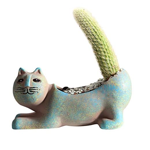 Mathew O Retro Ceramic Cat Shape Succulent Plant Pot Flower Pot Cat Planter