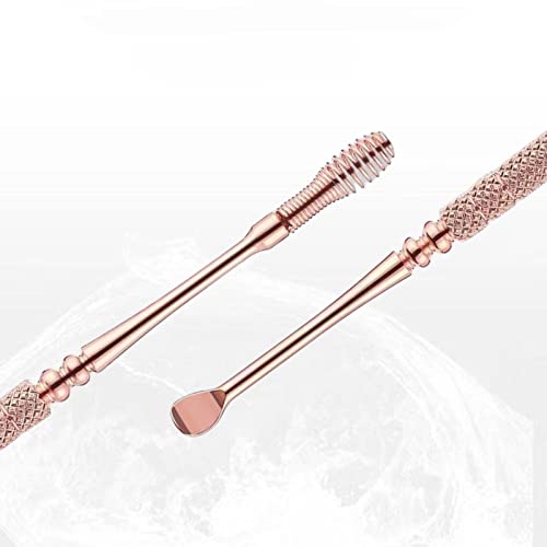 Ear Wax Removal Spring Ear Wax Cleaner Tool Set,Professional Ear Cleaner, Stainless Steel 360° Spiral Ear Massage Cleaning Tool with Cleaning Brush and Storage Box (Gold)