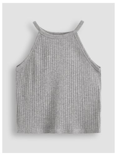 Milumia Girl 3 Piece Tank Tops Rib Knit Sleeveless Basic Solid Halter Tops3