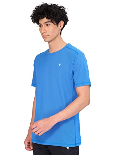 Image of TECHNOSPORT Men's Slim Fit Polyester Activewear Sports T-Shirt with Moisture-Wicking Comfort for Workout, Running & Gym