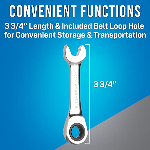 Jonard Tools Asws-R716, Stubby Ratcheting Combination Speed Wrench, Angled Head, 7/16" #TOP3