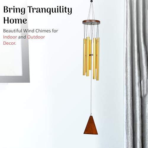 Image of ZAICUS Wind Chimes for Home Decor - Hanging Decorative Items for Balcony - Positive Energy Items for Home - Wind Chimes for Balcony (Gold 8-Pipe)