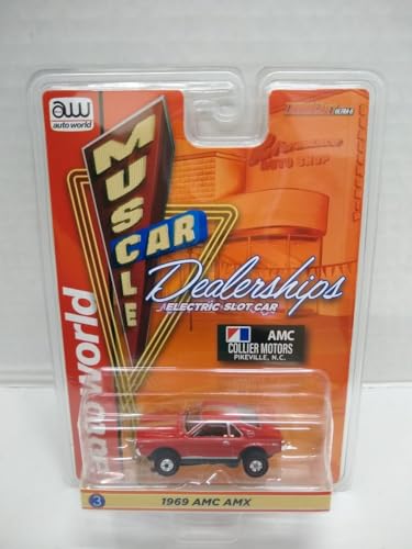 Auto World SC394-3A Muscle Car Dealerships 1969 AMC AMX HO Scale Electric Slot Car - Red with Gold