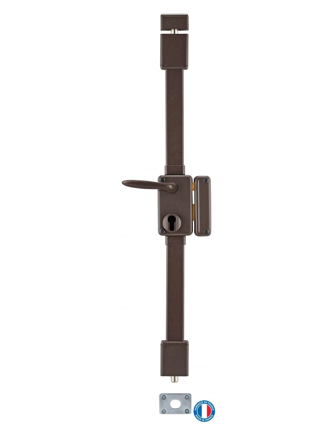 THIRARD - Boitier de Serrure en Applique Beluga à Fouillot pour Porte d'Entrée - Droite - 3 Points - Axe 45 mm - Acier - Mécanisme à 8 Goupilles - Marron