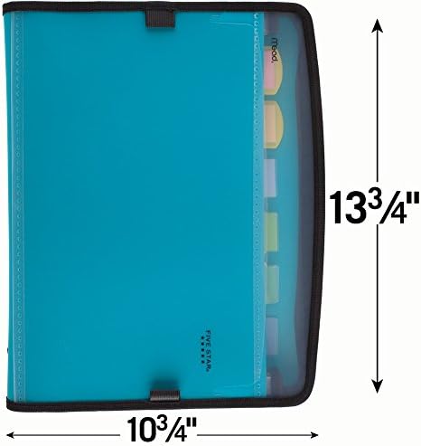 Five Star Expanding File, 7-Pocket Expandable Filing Folder, Zipper Closure, Customizable, Tabbed, Tabs, Teal (72506), 1 Pack