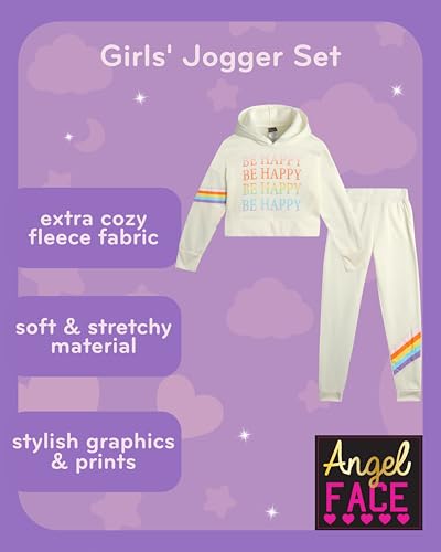 Image of Angel Face Girls Sweatsuit - 2 Piece Girls Jogger Set with Soft Fleece Hoodie Sweatshirt and Jogger Sweatpants (Sizes: 7-14)