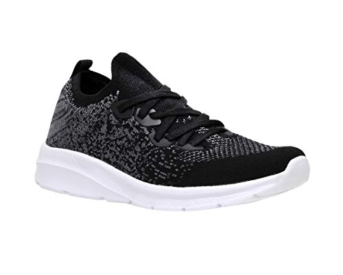 CUSHIONAIRE Women's Dane Stretch Knit lace up Sneaker +Memory Foam & LiteSole Technology