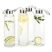 Premium Vials Glass Water Bottle 6 Pack 18oz Bottles for Beverages and Juicer Use Stainless Steel Leak Proof Caps with Carrying Loop -Including 6 Black Nylon Protection Sleeve and Soft Cleaning Brush