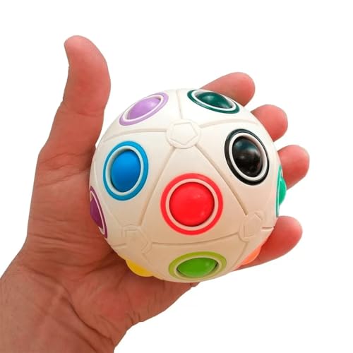 Image of MoYu Rainbow Ball Magic Cube 20 Holes | Large Spherical Logic Puzzle | Color-Matching 3D Puzzle Ball & Sensory Toy for Kids and Adults | Stress Relief & Brain Teaser (White)