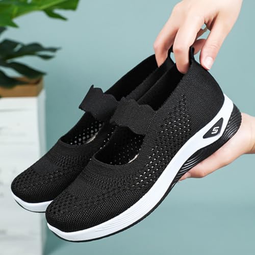 Kubbon Women Footwear Orthopedic Sneakers Woven Breathable Slip On Arch Support Walking Shoes Anti-Skid Sports Shoes Casual Running Diabetic Foam Sneakers4