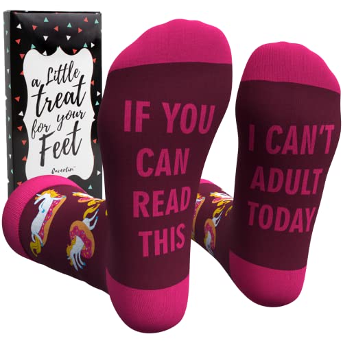 Cavertin Womens Novelty Socks with Gift Box Cat Lover Dog Mom Book Lover Cat Mom Llama Unicorn Sloth Corgi (Unicorn)