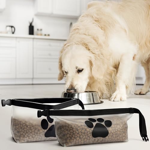 BELLE VOUS Hundefutter-Aufbewahrungsbeutel 2er Set - Futtertasche - Reise Hundenapf für Hundefutter oder Hundekekse - Hunde Reise Zubehör - Faltbarer Hundenapf unterwegs