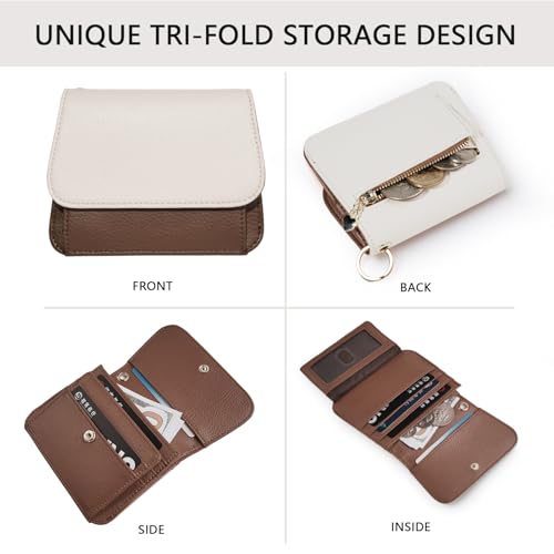 Image of Keychain Wallet for Women,RFID Wristlet Wallet with Beaded Strap | Tri-Fold Design,6 Card Slots,ID Window,Zipper Coin Pocket,Lightweight Carry