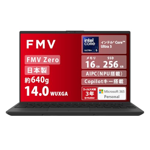 FMV �x�m�� �m�[�g�p�\�R�� ���{�� fmvzero Note U WU5-K3 (MS 365 Personal/Copilot�L�[����/AIPC/Win 11/14.0�^/Core Ultra 5/16GB/SSD 256GB) AZ_WU5K3_Z