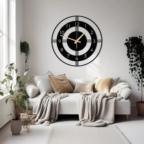 Image of Wall Clock Stylish Metal Analog Wall Clock for Living Room, Bedroom, Office, Kitchen, Home and Hall | Antique Fancy Big Size Modern Wall Watch (Black(DA-184), 50 CM)
