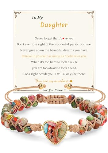 Image of Gifts for Daughter Granddaughter, To My Mom Grandma Wife Girlfriend Sister Jasper Heart Bracelets Birthday Graduation Anniversary Christmas Stocking Stuffers Valentines Mothers Day Jewelry