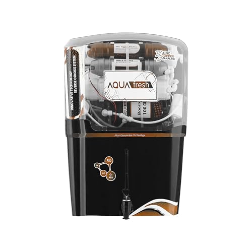 Image of Aqua Fresh 12 LPH Copper Alkaline RO + UV + UF Water Purifier for Home with Minerals & Free Pre-Filter - Suitable for Borewell, Tanker & Municipal Water (Black)